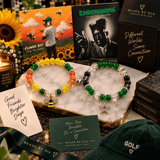 Tyler album inspired matching bracelets in yellow and green with sunflowers - Beads by Nia