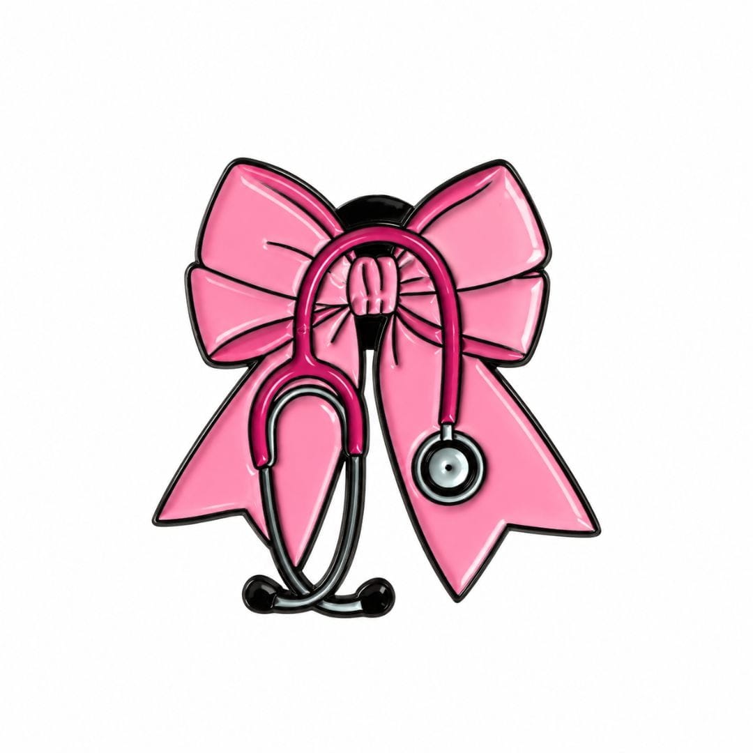 Pink stethoscope bow pin, a nurse and medical student gift - Beads by Nia