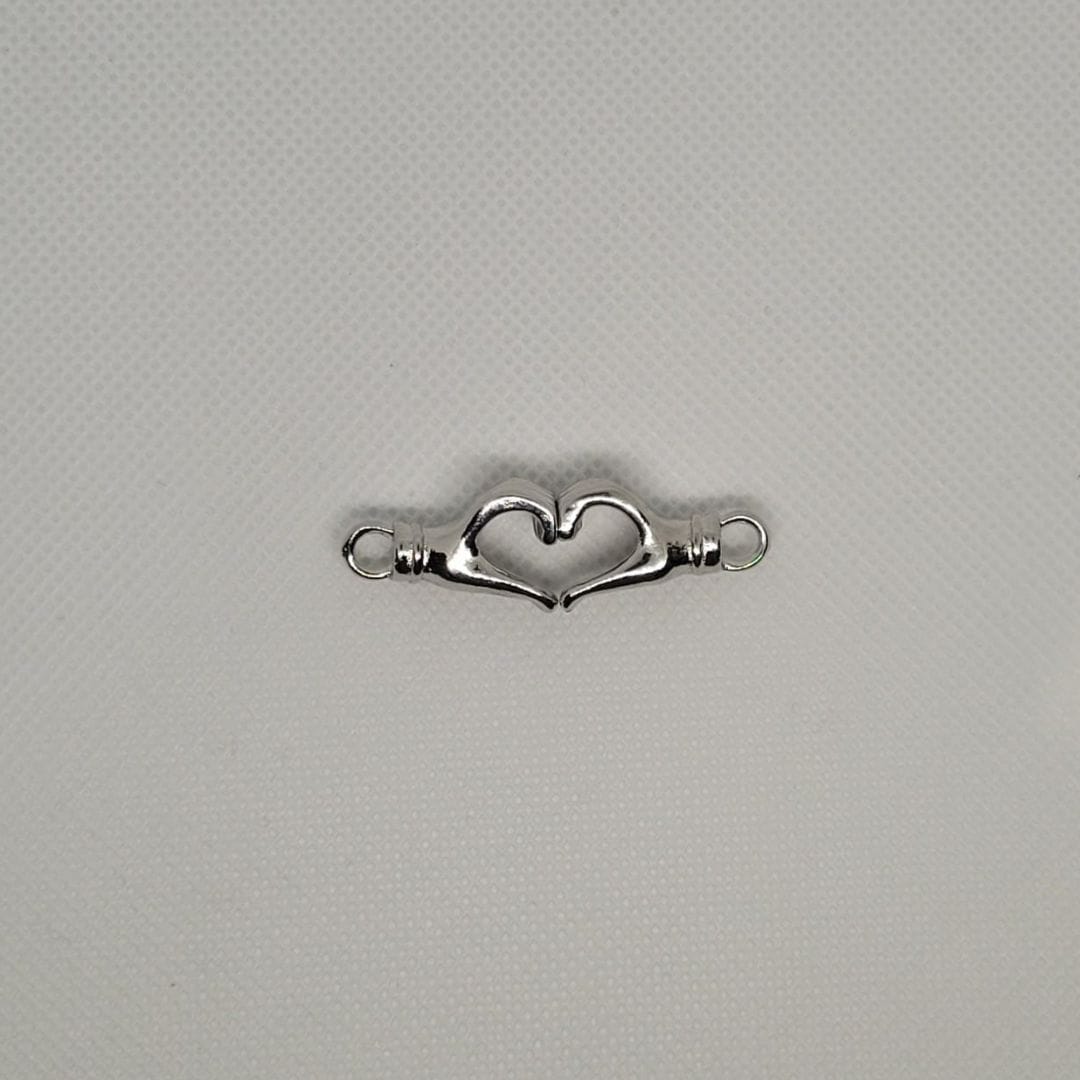 Silver heart connector charm for joining matching bracelets - Beads by Nia