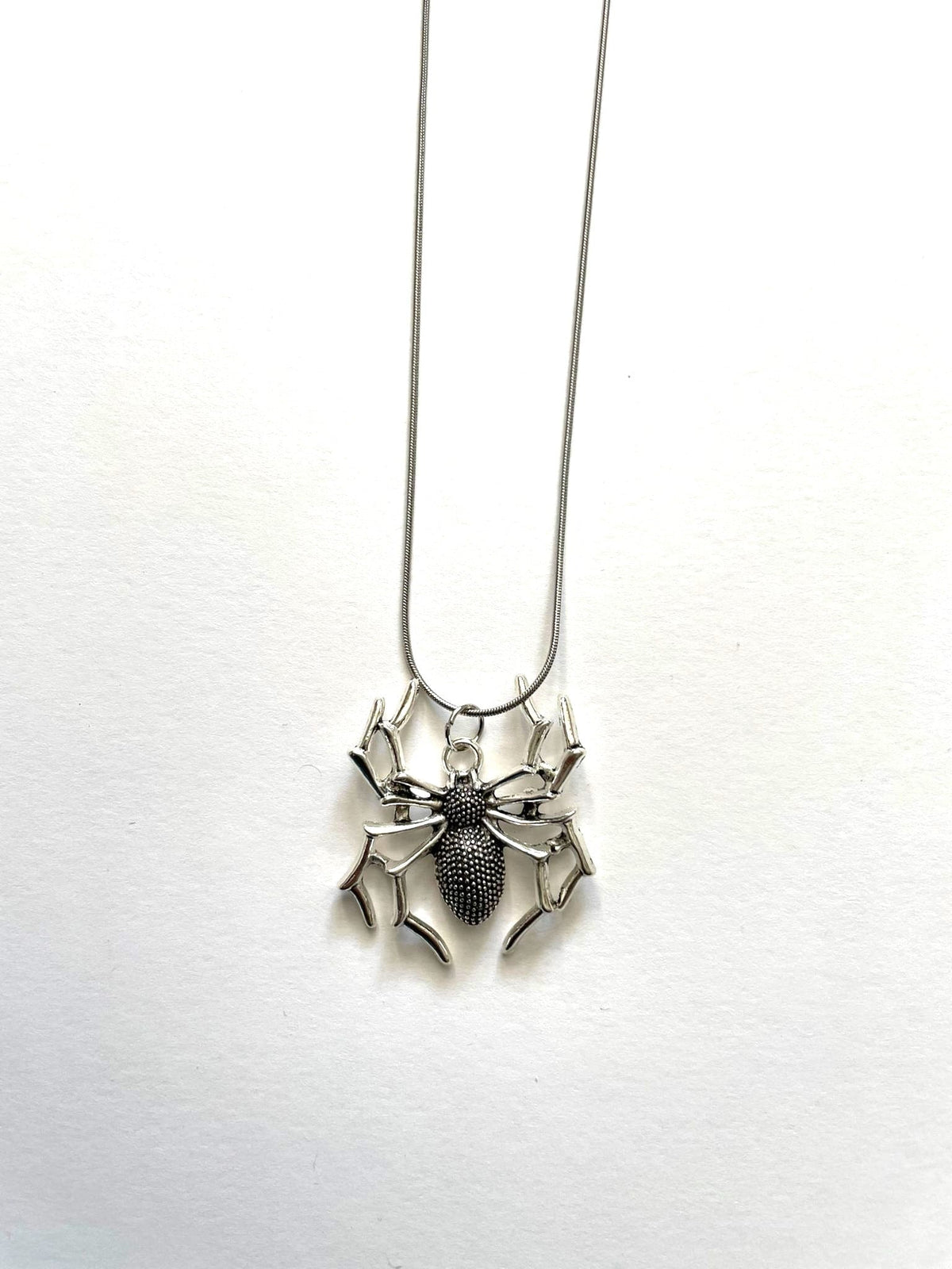 Silver spider pendant necklace on a fine chain, handmade superhero jewellery - Beads by Nia