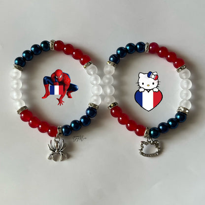France WorldCup Collection - Spiderman & Hello Kitty Matching Bracelets