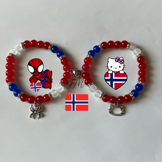 Norway World Cup Spiderman & Hello Kitty matching bracelets — Beads by Nia