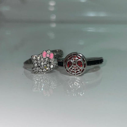 Hello Kitty And Spiderman Rings