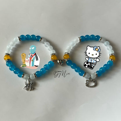 Argentina World Cup Spiderman & Hello Kitty matching bracelets — Beads by Nia
