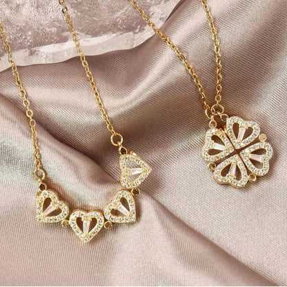 Luck in Love: Clover Heart Necklace - A Symbol of Charm and Connection