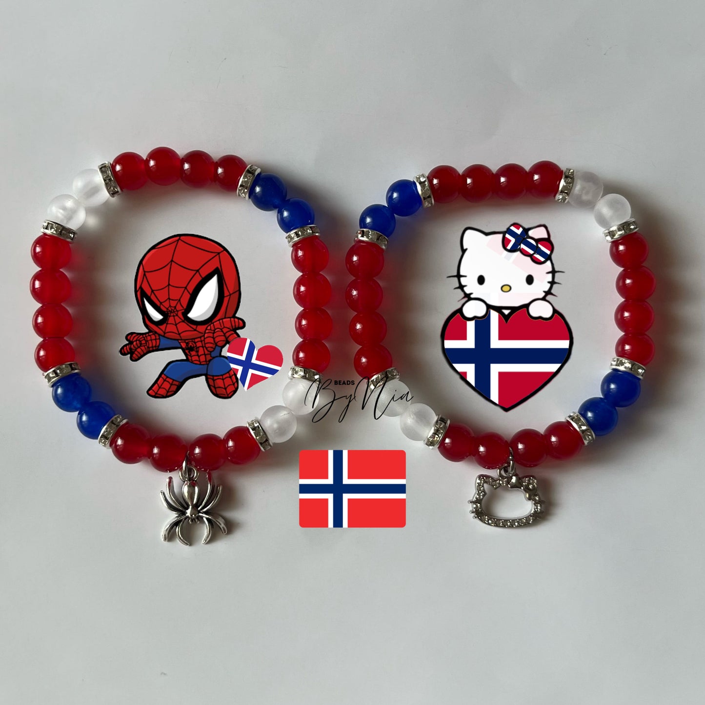 Norway World Cup Collection - Spiderman & Hello Kitty Matching Bracelets