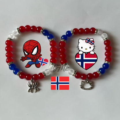 Norway World Cup matching bracelet pair handmade by Beads by Nia