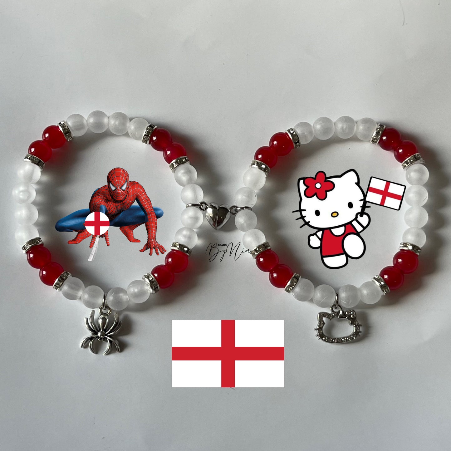 England WorldCup Collection - Spiderman & Hello Kitty Matching Bracelets