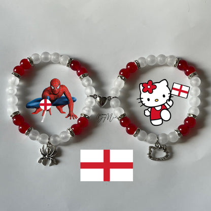 England World Cup Spiderman & Hello Kitty matching bracelets — Beads by Nia