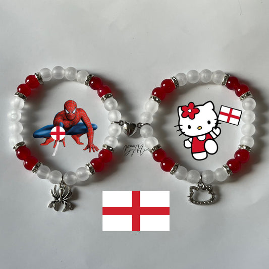 England World Cup Spiderman & Hello Kitty matching bracelets — Beads by Nia