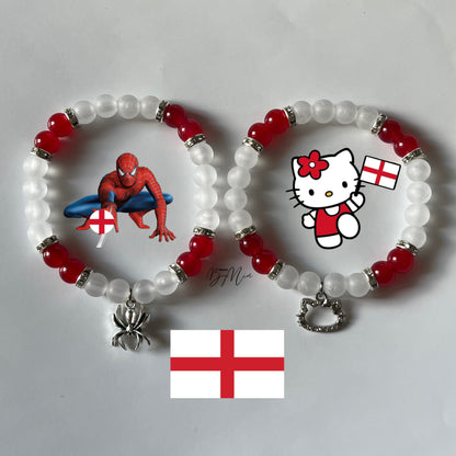 England World Cup matching bracelet pair handmade by Beads by Nia