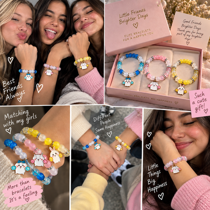 Friends wearing Chiikawa matching bracelets, cute anime BFF gift - Beads by Nia