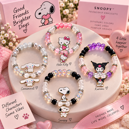 Sanrio bracelet set of four on a display stand with character cards - Beads by Nia