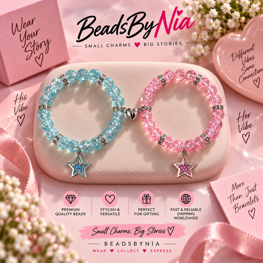 Blue and Pink Matching Star Bracelets
