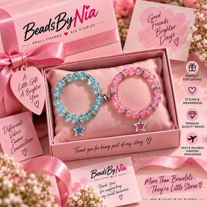 Blue and Pink Matching Star Bracelets