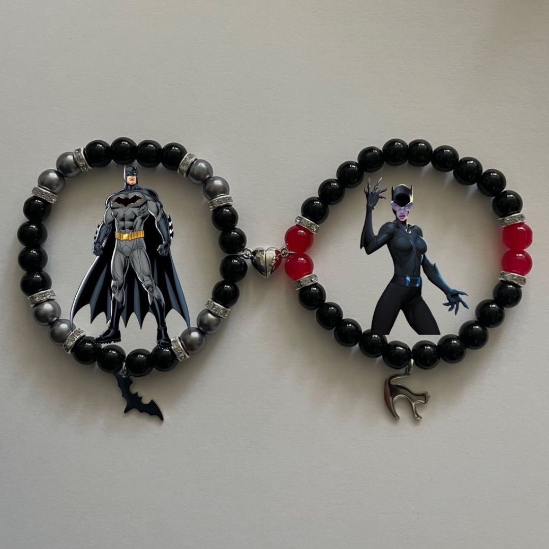 Catwoman and Batman Matching Bracelets