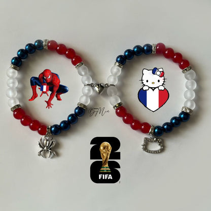 France World Cup Spiderman & Hello Kitty matching bracelets — Beads by Nia