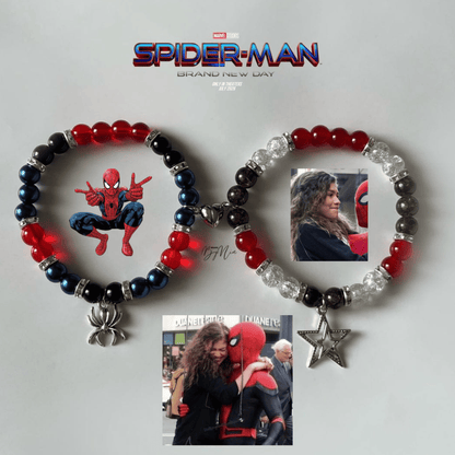 Spiderman and MJ matching bracelets with film photo cards and charms - Beads by Nia