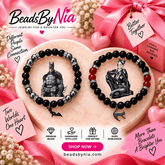 Catwoman and Batman Matching Bracelets