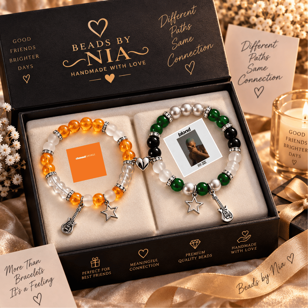 Frank Ocean Channel Orange and Blond matching bracelets in a black gift box - Beads by Nia