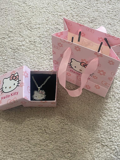 Hello Kitty crystal pendant necklace in a Hello Kitty gift box and bag - Beads by Nia