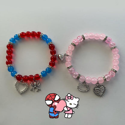 Hello Kitty & Spiderman Valentine's matching bracelets — Beads by Nia