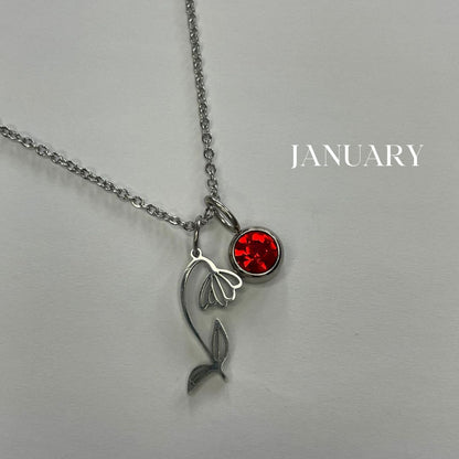 Birth Flower Birthstone Necklace - Personalized Floral Jewelry for Every Month