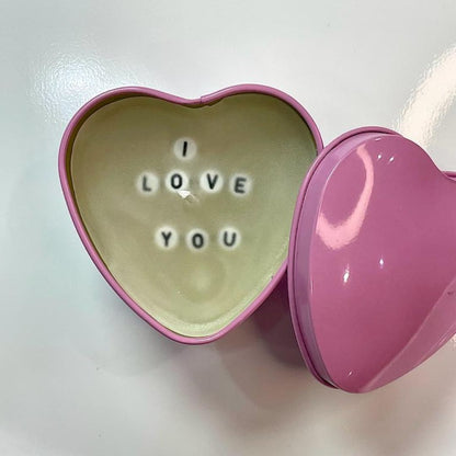 Pink heart secret message candle revealing I LOVE YOU in letter beads - Beads by Nia