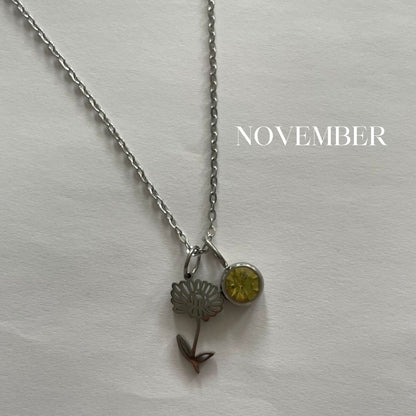 Birth Flower Birthstone Necklace - Personalized Floral Jewelry for Every Month