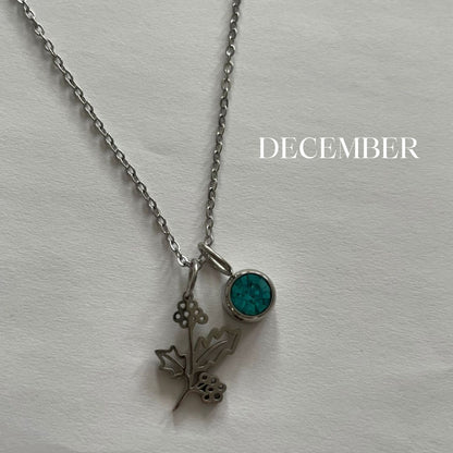 Birth Flower Birthstone Necklace - Personalized Floral Jewelry for Every Month