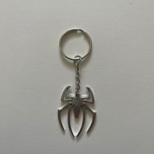 Spiderman keychain with a silver spider pendant on a split ring - Beads by Nia