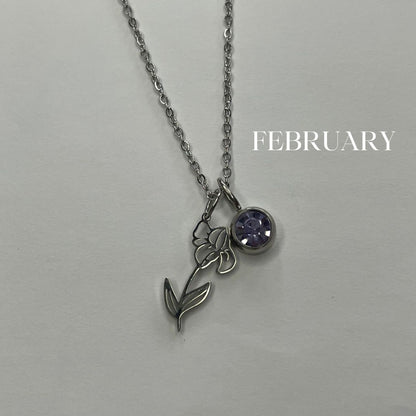 Birth Flower Birthstone Necklace - Personalized Floral Jewelry for Every Month