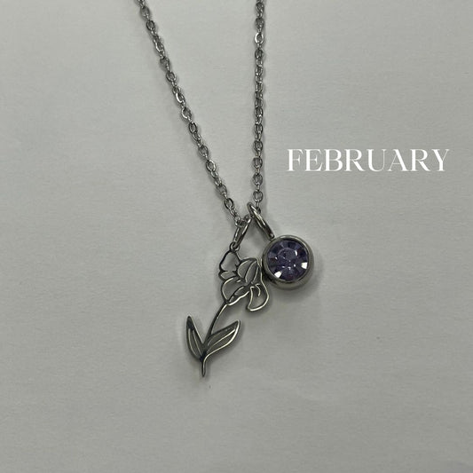 February birth flower necklace with violet pendant and purple amethyst birthstone - Beads by Nia