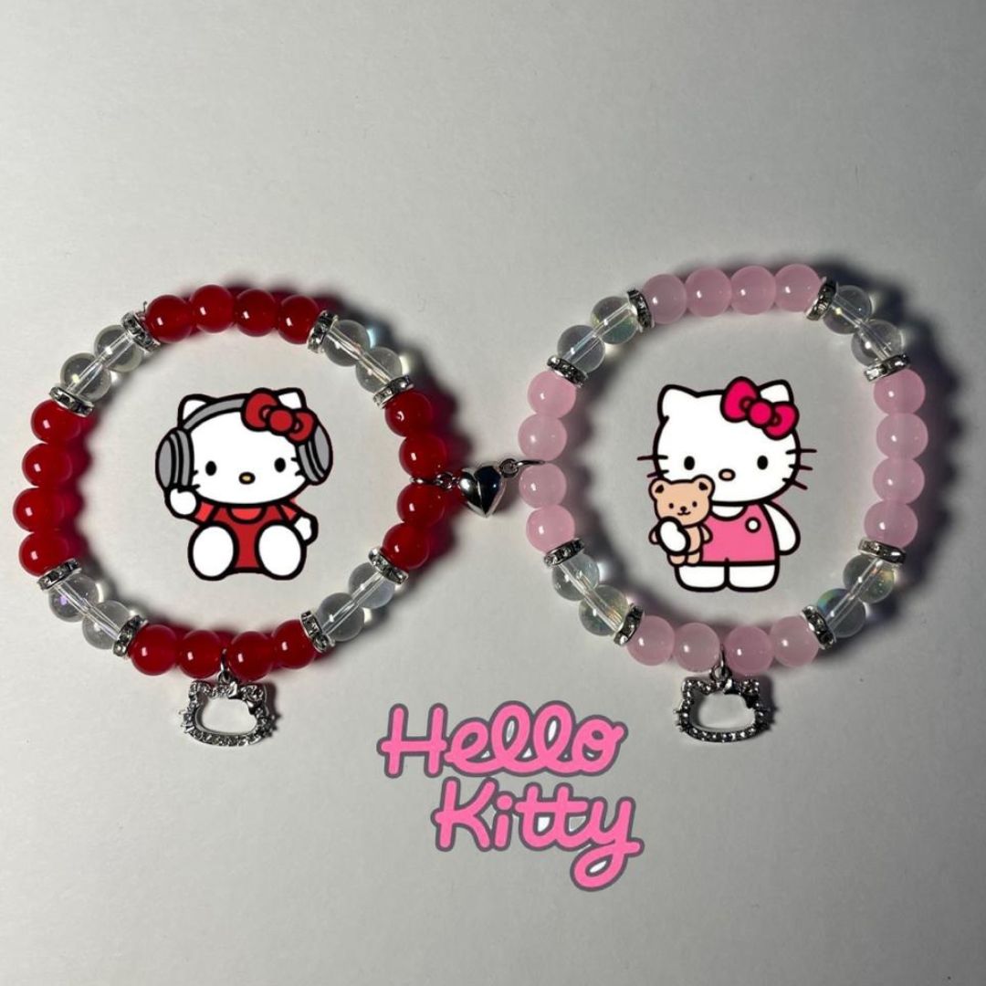 Red and Pink Matching Hello Kitty Bracelets