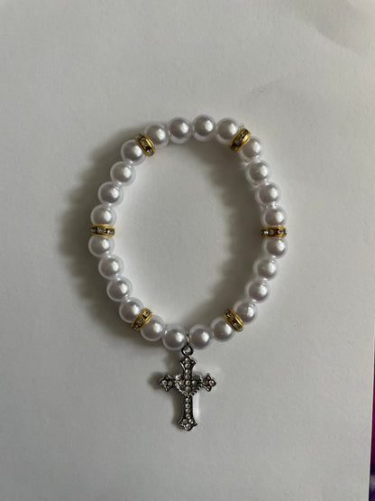 Pearl Cross Bracelet