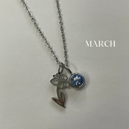 Birth Flower Birthstone Necklace - Personalized Floral Jewelry for Every Month