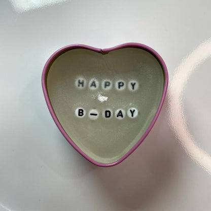 Pink heart secret message candle spelling HAPPY B-DAY, birthday surprise gift - Beads by Nia