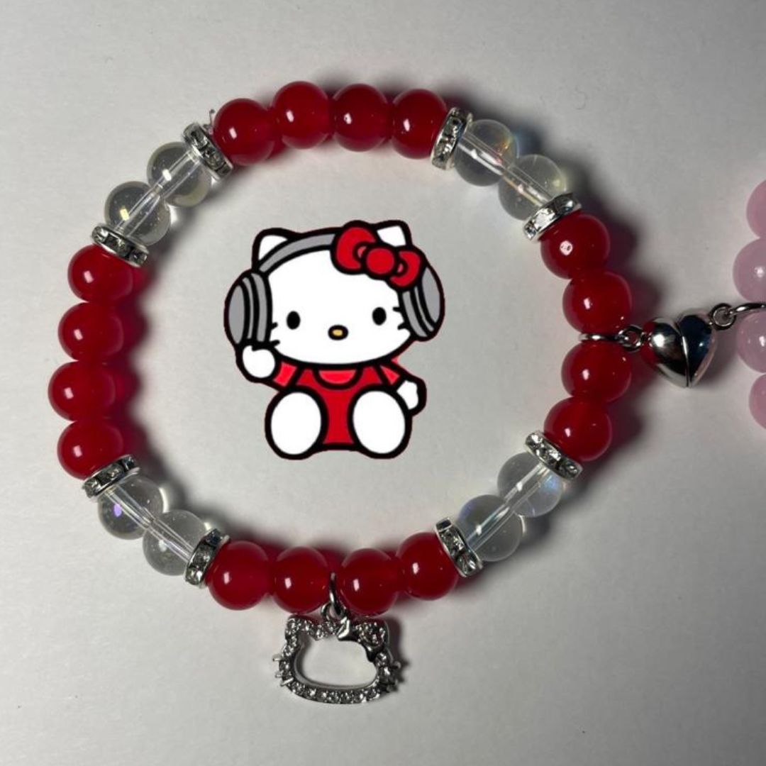 Red and Pink Matching Hello Kitty Bracelets