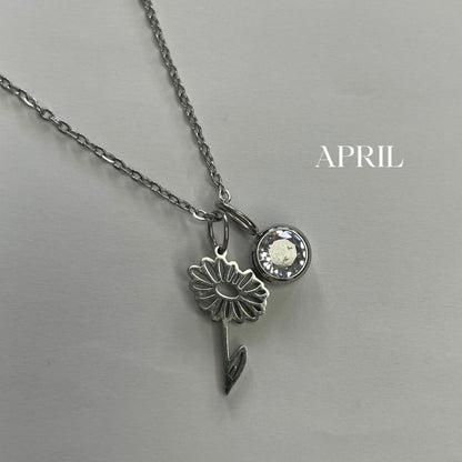 Birth Flower Birthstone Necklace - Personalized Floral Jewelry for Every Month
