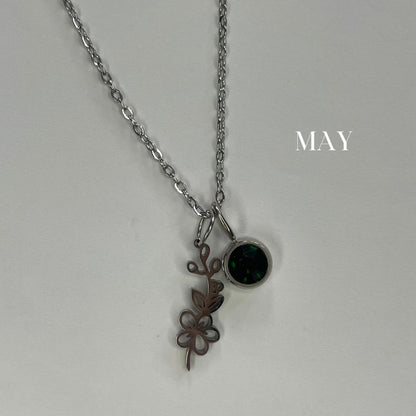 Birth Flower Birthstone Necklace - Personalized Floral Jewelry for Every Month