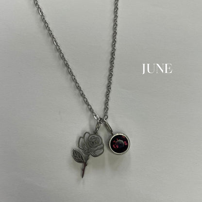 Birth Flower Birthstone Necklace - Personalized Floral Jewelry for Every Month
