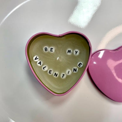 Pink heart secret message candle spelling BE MY VALENTINE, Valentine's gift - Beads by Nia