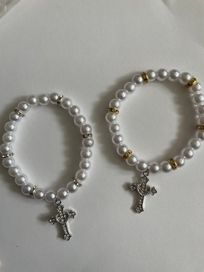 Pearl Cross Bracelet
